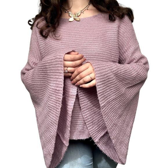Small Nordstrom Knit Purple Bell Sleeve Sweater Boho Hippie Whimsygoth Fairycore - Picture 1 of 8